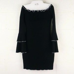 𝅺MOD Dress Black Midi off the Shoulder Half Sleeve Size M